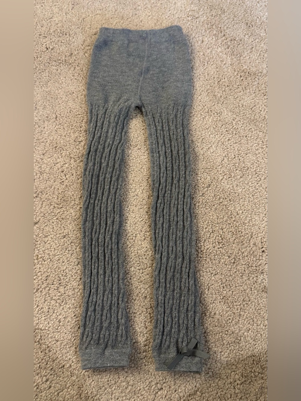 Janie and Jack Gray Cable Knit Tights with Bow Detail 4t-5t